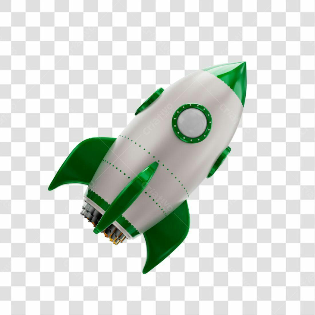 Icone Foguete Verde e Branco PNG com fundo transparente