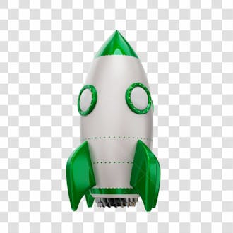 Foguete 3d rocket branco e verde png transparente