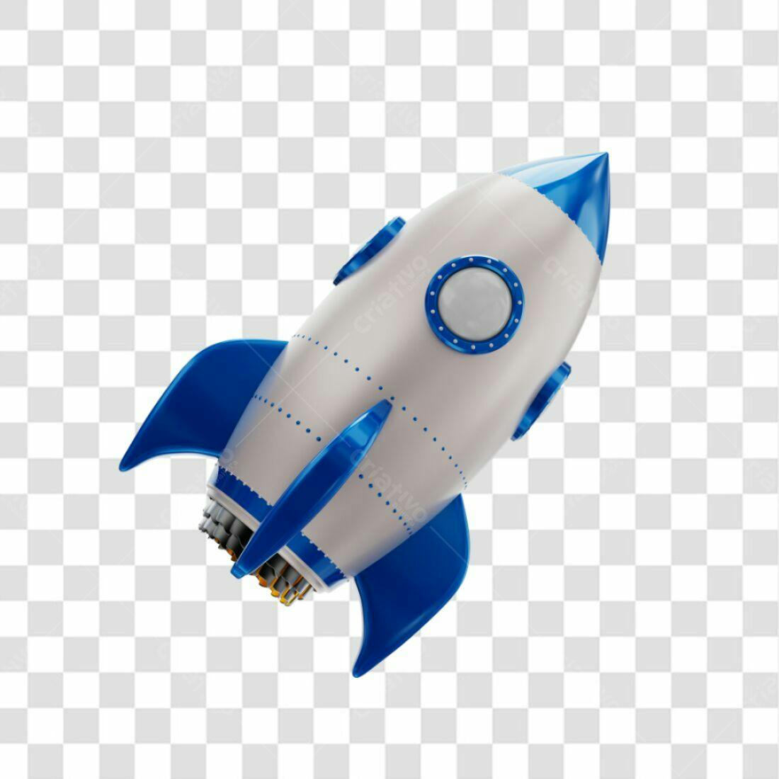 Icone Foguete Azul e Branco PNG com fundo transparente
