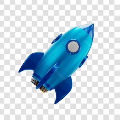Foguete 3D Rocket Azul Png Transparente (1)