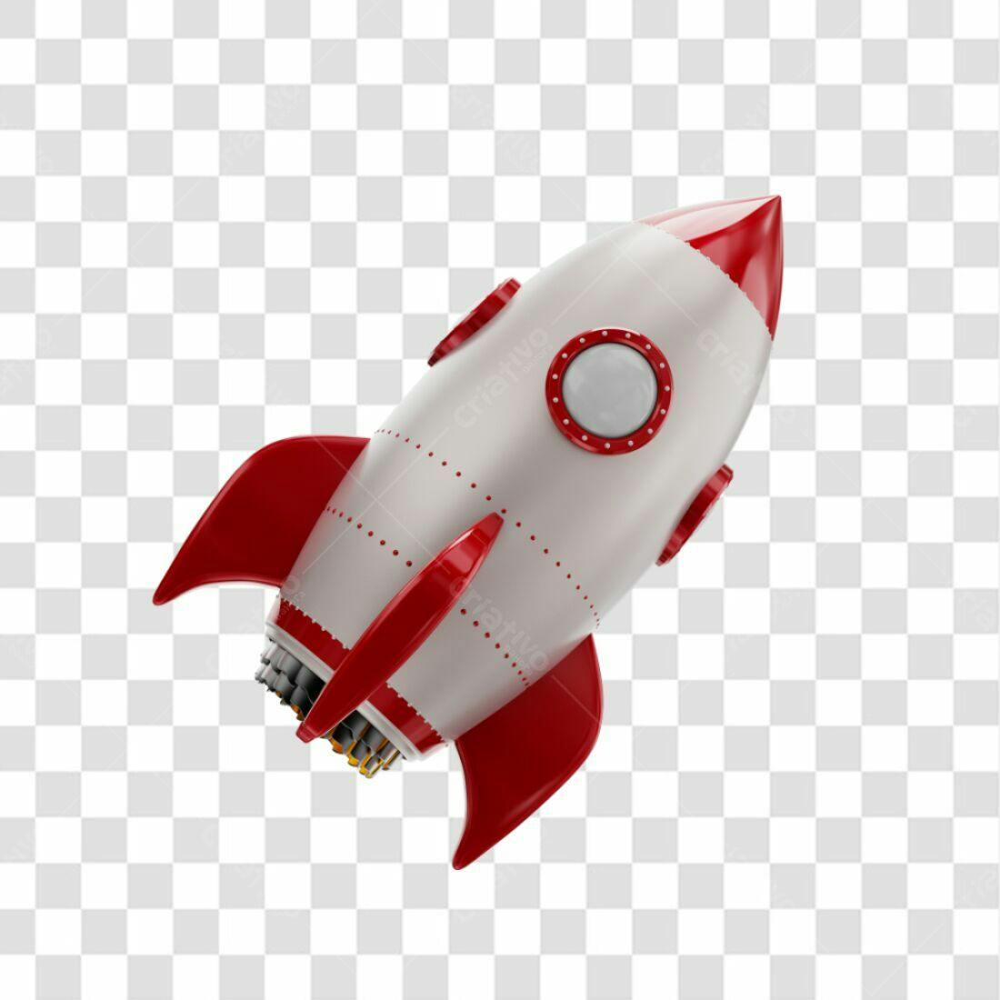 Icone foguete vermelho e branco PNG com fundo transparente