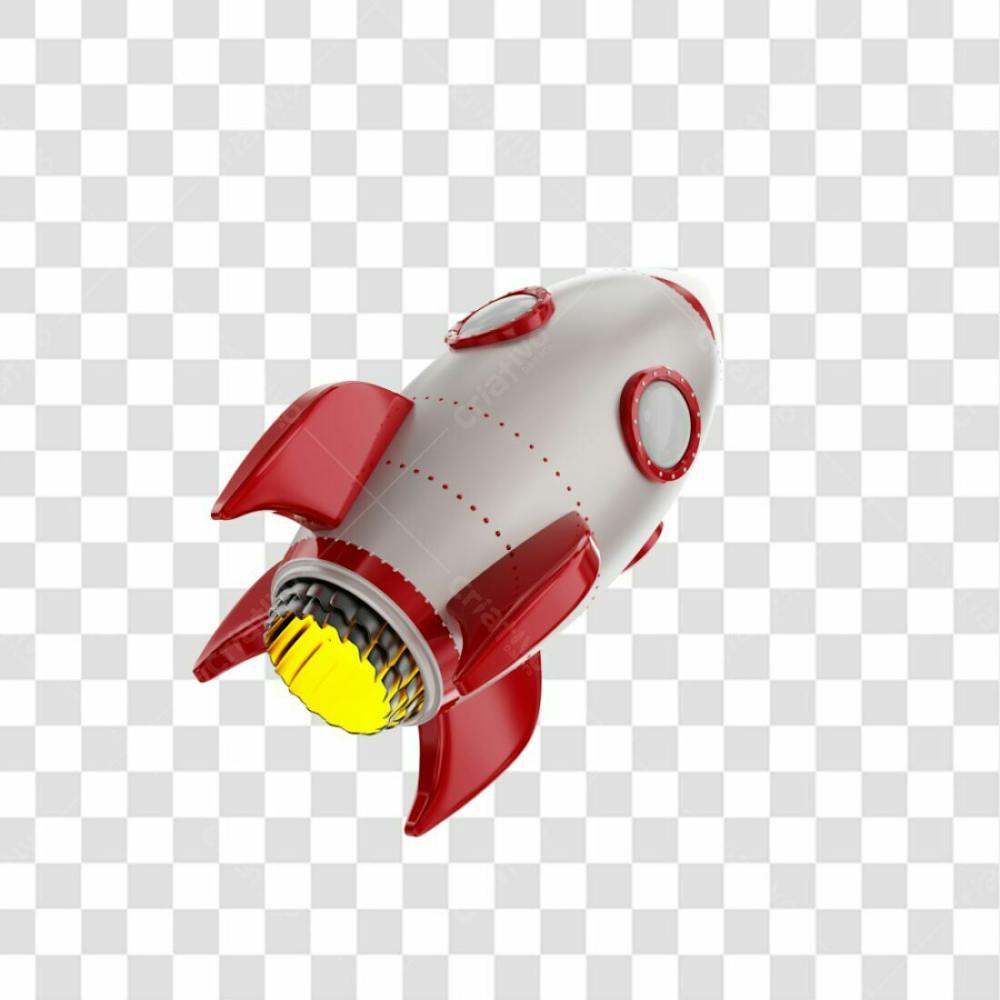 Foguete 3D Rocket Vermelho E Branco Png Transparente (3)