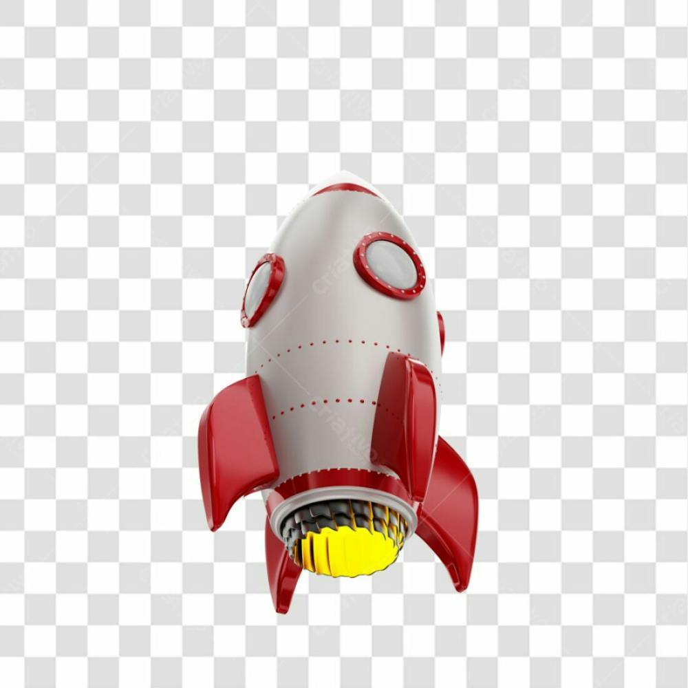 Foguete 3D Rocket Vermelho E Branco Png Transparente (4)