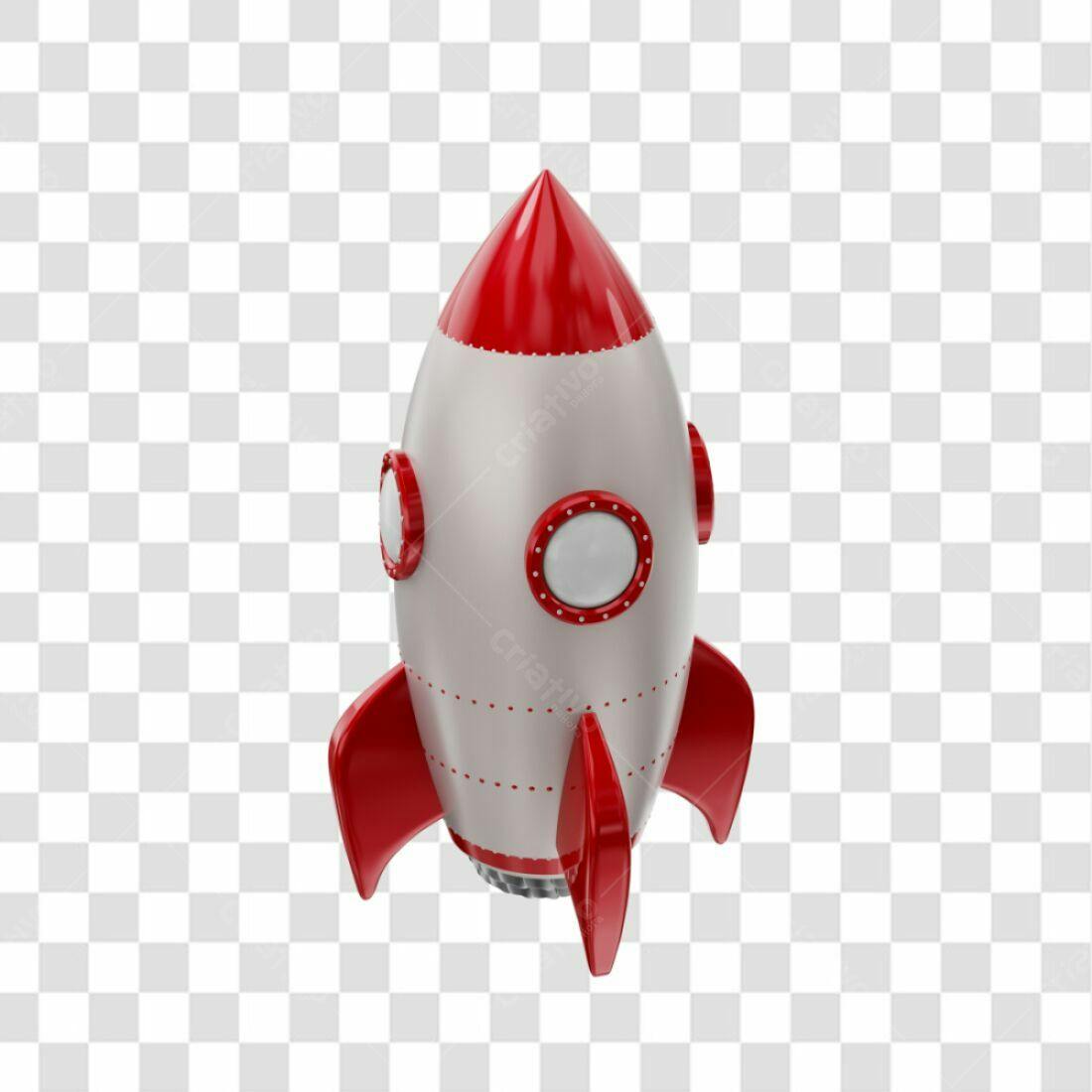 Icone Foguete Vermelho e Branco PNG com fundo transparente
