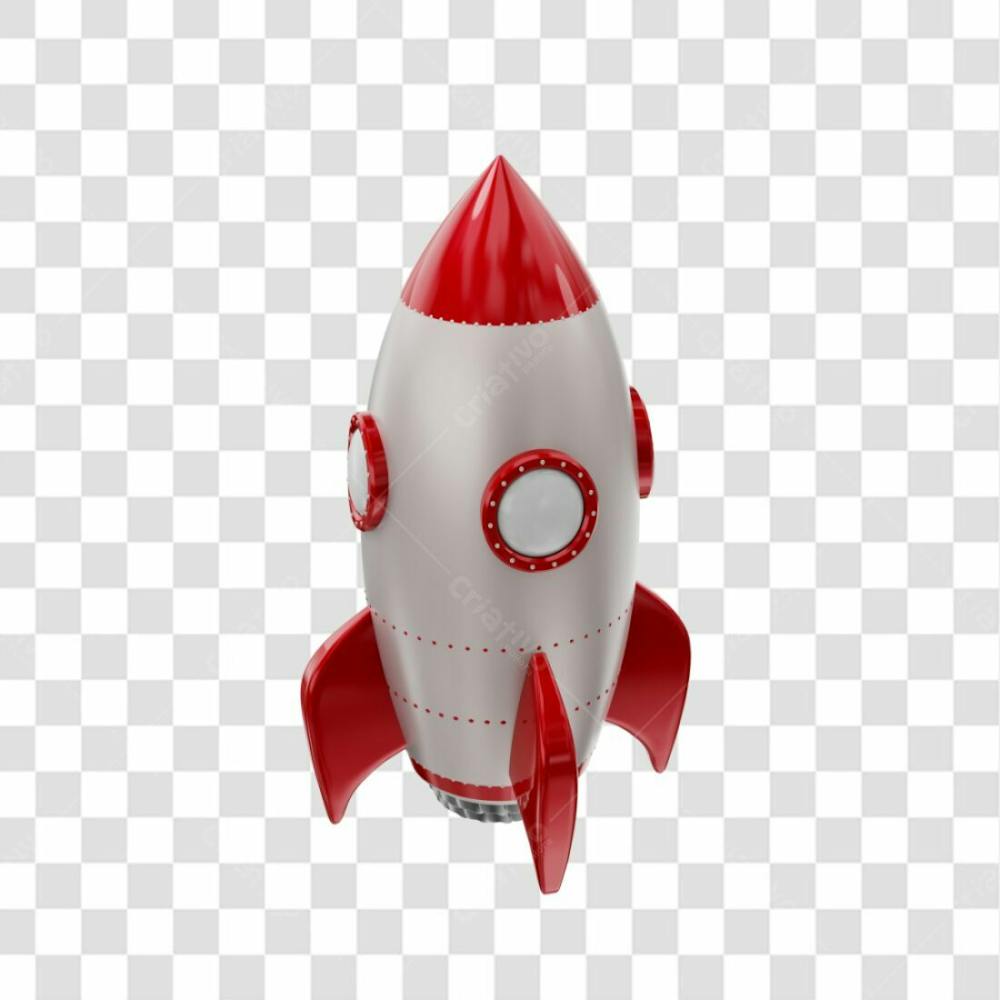 Foguete 3D Rocket Vermelho E Branco Png Transparente (5)