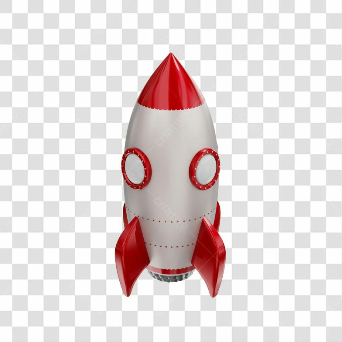 Icone Foguete Vermelho e Branco PNG com fundo transparente