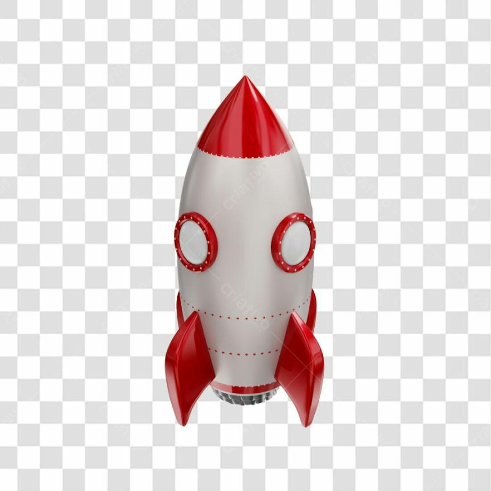 Foguete 3D Rocket Vermelho E Branco Png Transparente (6)