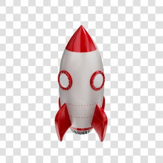 Foguete 3d rocket vermelho e branco png transparente