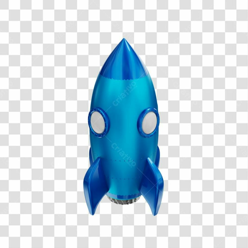 Foguete 3D Rocket Azul Png Transparente (2)