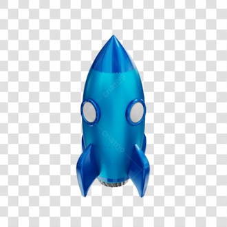 Foguete 3d rocket azul png transparente