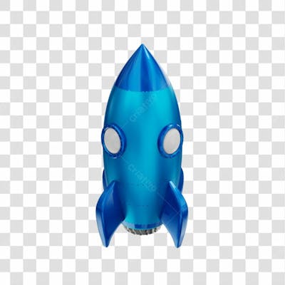 Foguete 3D Rocket Azul Png Transparente (2)