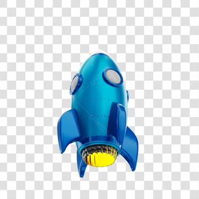 Foguete 3D Rocket Azul Png Transparente (3)