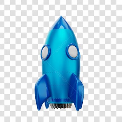 Foguete 3D Rocket Azul Png Transparente (4)