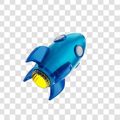 Foguete 3D Rocket Azul Png Transparente (5)