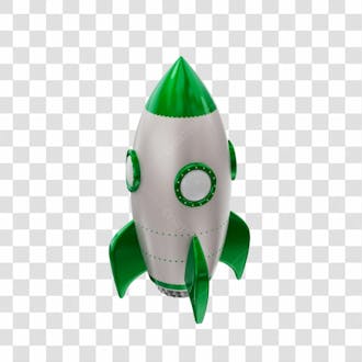 Foguete 3d rocket branco e verde png transparente