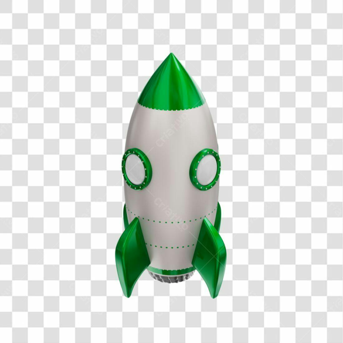 Icone Foguete Verde e Cinza PNG com fundo transparente