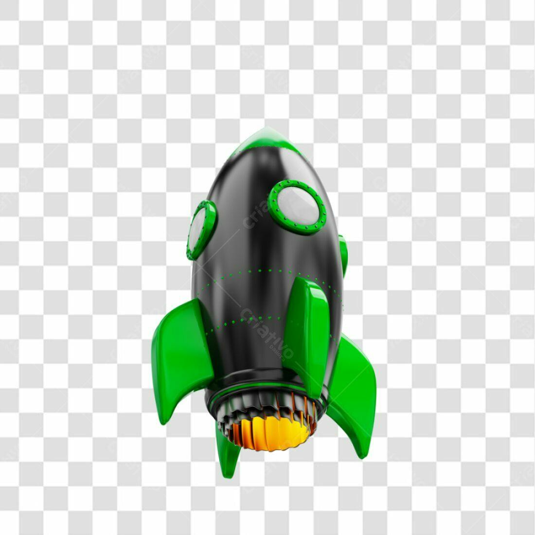Icone Foguete Verde e Preto PNG com fundo transparente