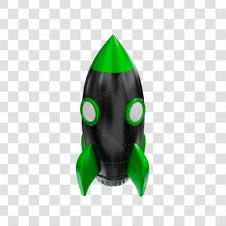 Foguete 3d rocket preto e verde png transparente