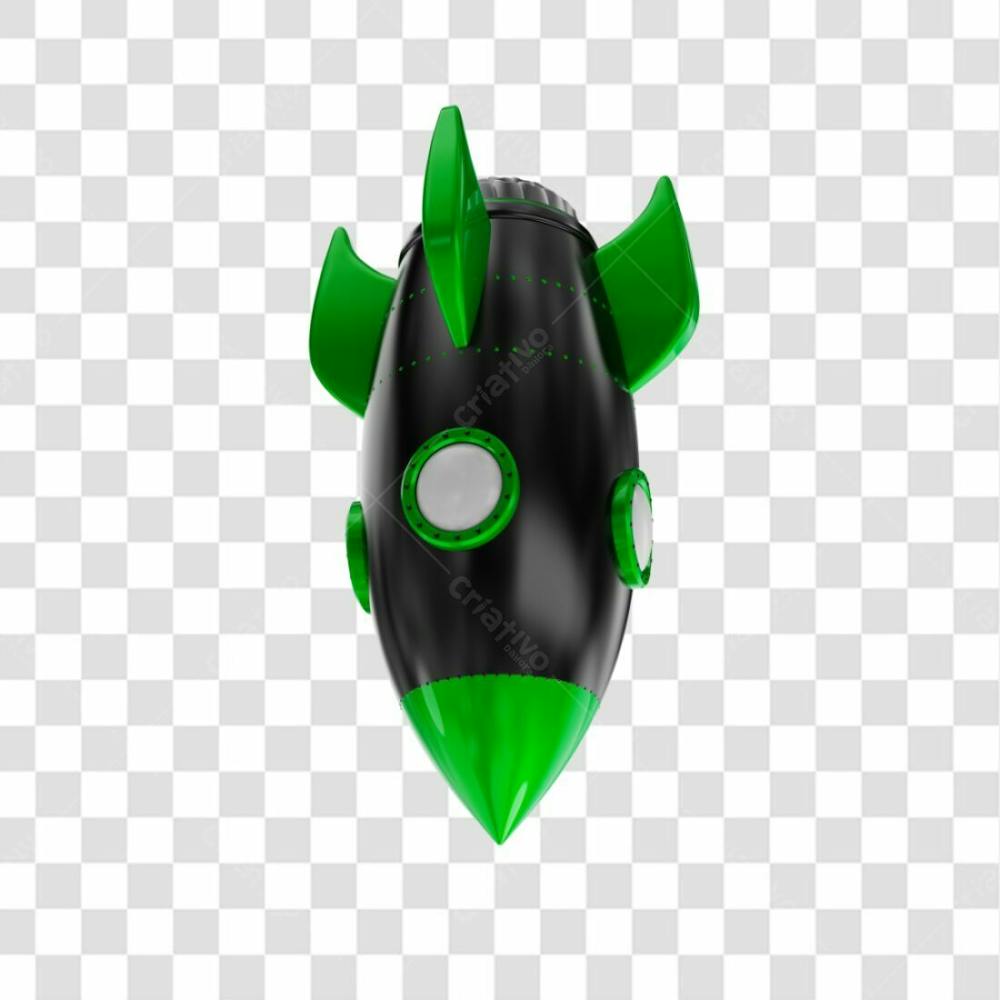 Foguete 3D Rocket Preto E Verde Png Transparente (5)