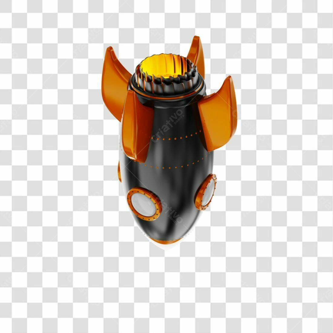 Icone Foguete Preto e Laranja PNG com fundo transparente