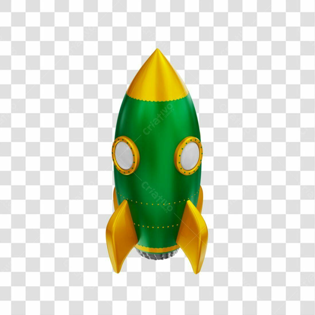 Icone Foguete Verde e Dourado PNG com fundo transparente