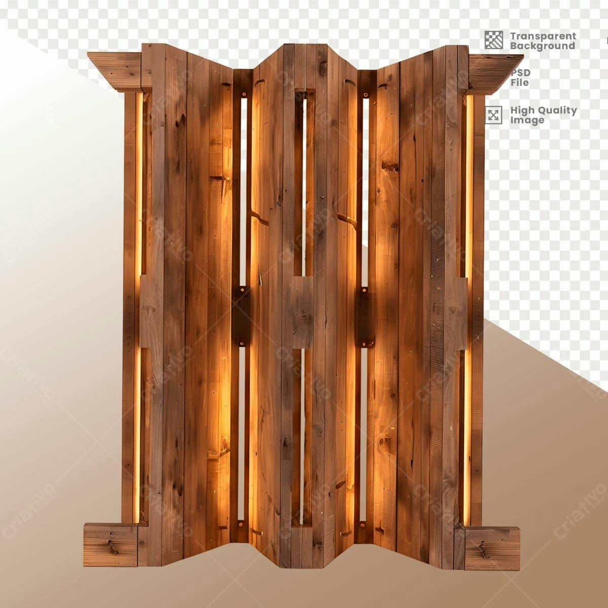 Painel de Madeira Iluminado PSD Editável