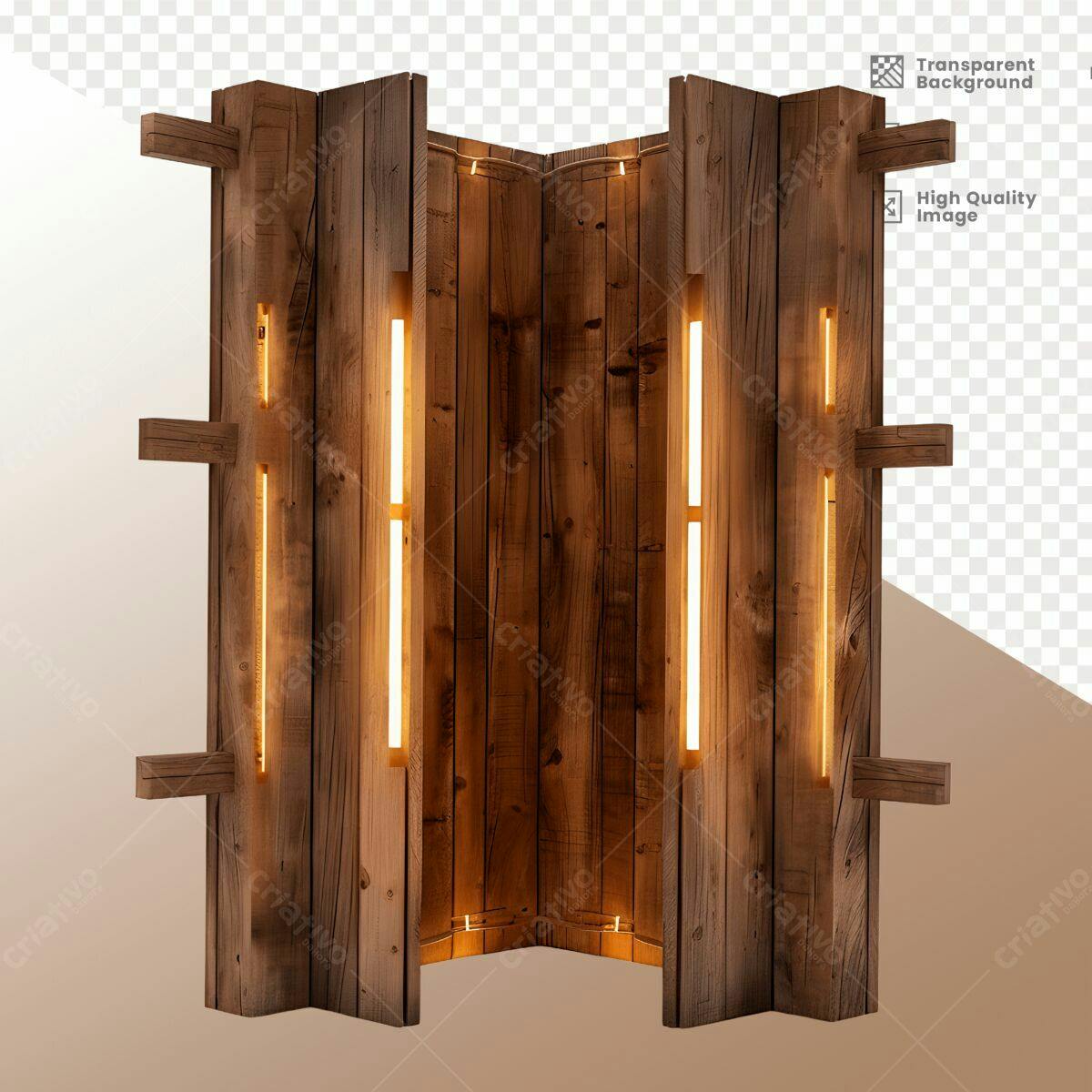 Cenário de Madeira Iluminado PSD Editável