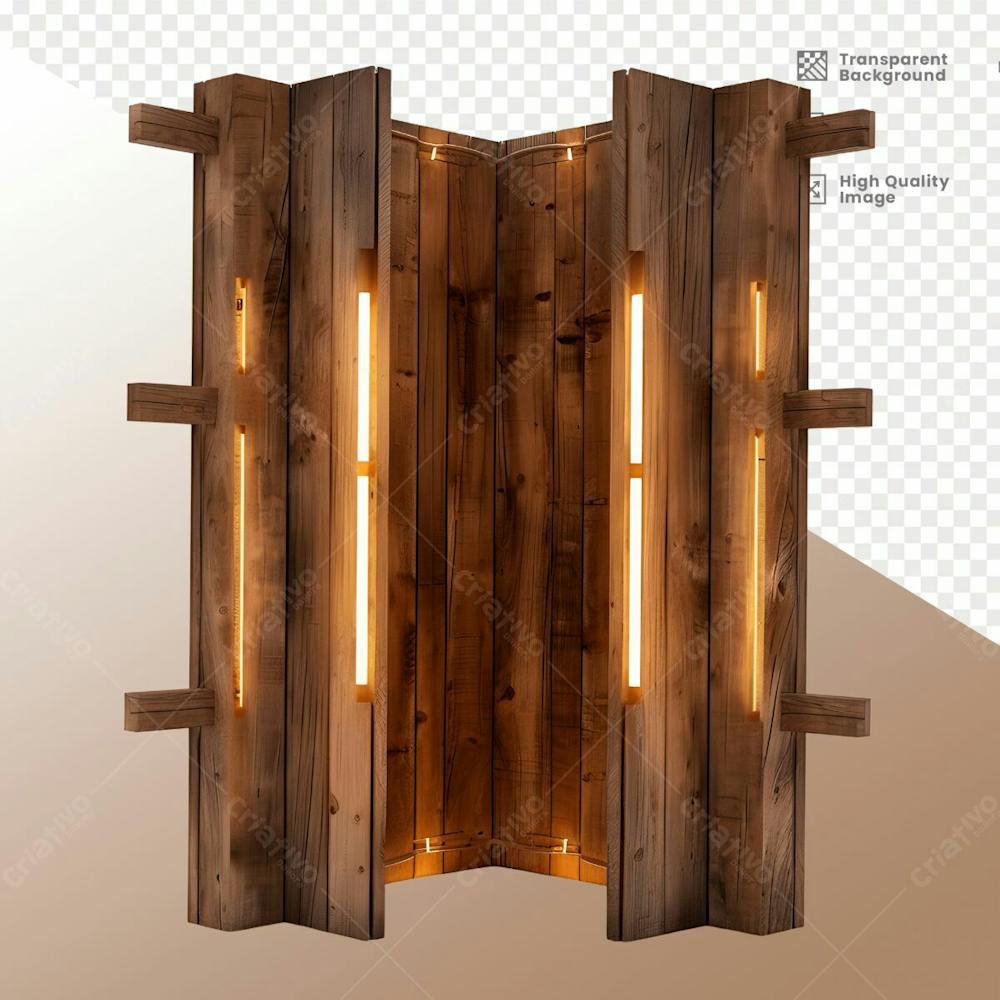 Porta De Madeira Com Luz   Elemento 3D 02