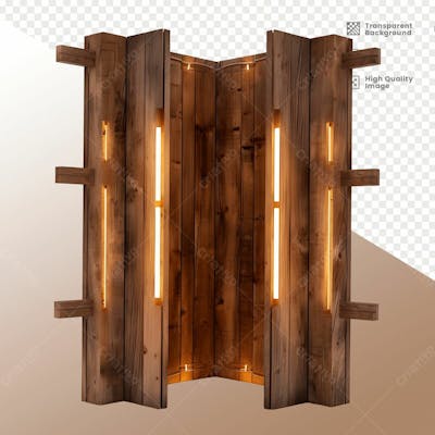 Porta De Madeira Com Luz   Elemento 3D 02