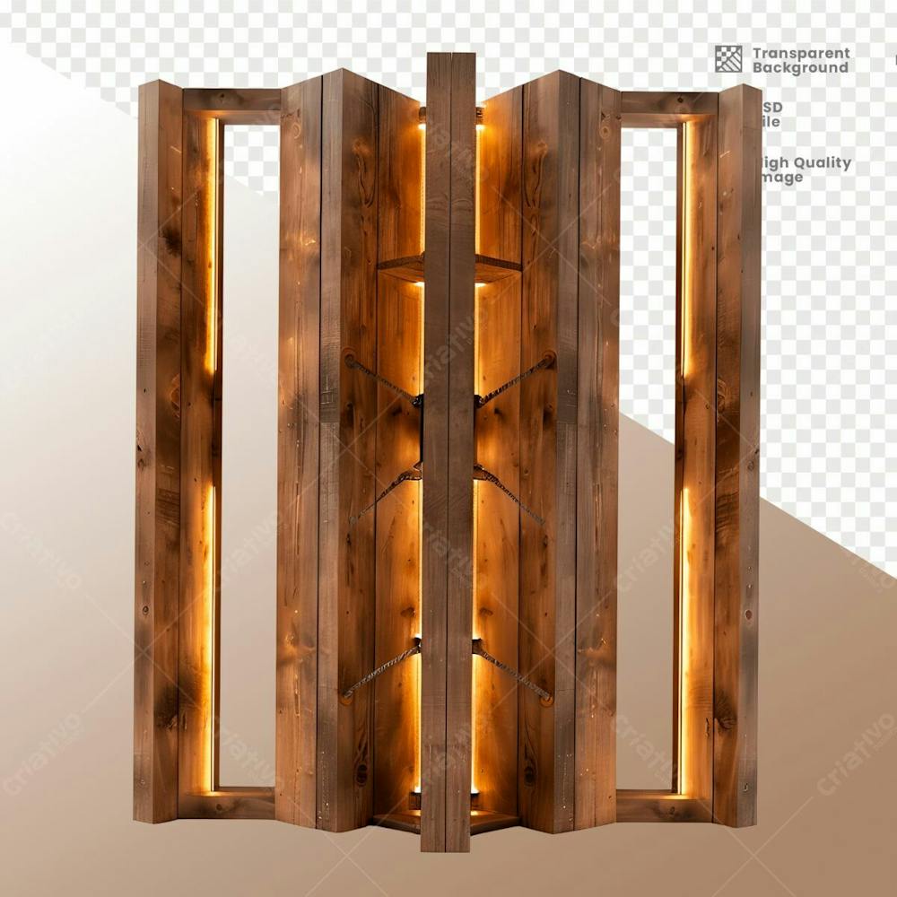 Porta De Madeira Com Luz   Elemento 3D 03