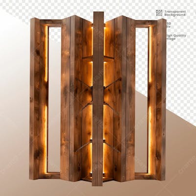 Porta De Madeira Com Luz   Elemento 3D 03