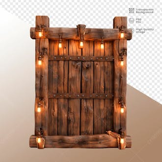 Porta de madeira com luz elemento 3d 05