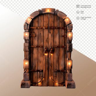 Porta de madeira com luz elemento 3d 06