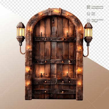 Porta de madeira com luz elemento 3d 07