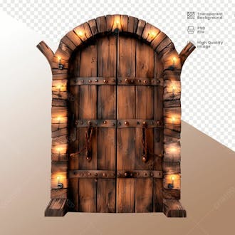 Porta de madeira com luz elemento 3d 08