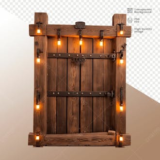 Porta de madeira com luz elemento 3d 11