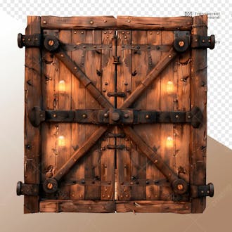 Porta de madeira com luz elemento 3d 12
