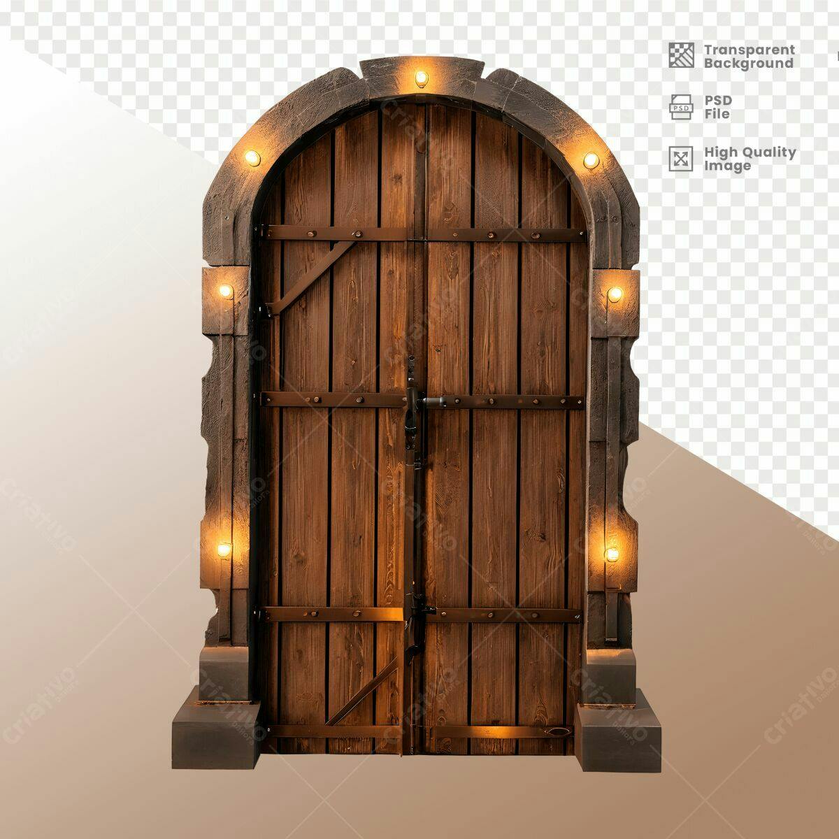 Porta de Madeira Medieval PSD Editável