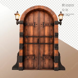 Porta de madeira com luz elemento 3d 14