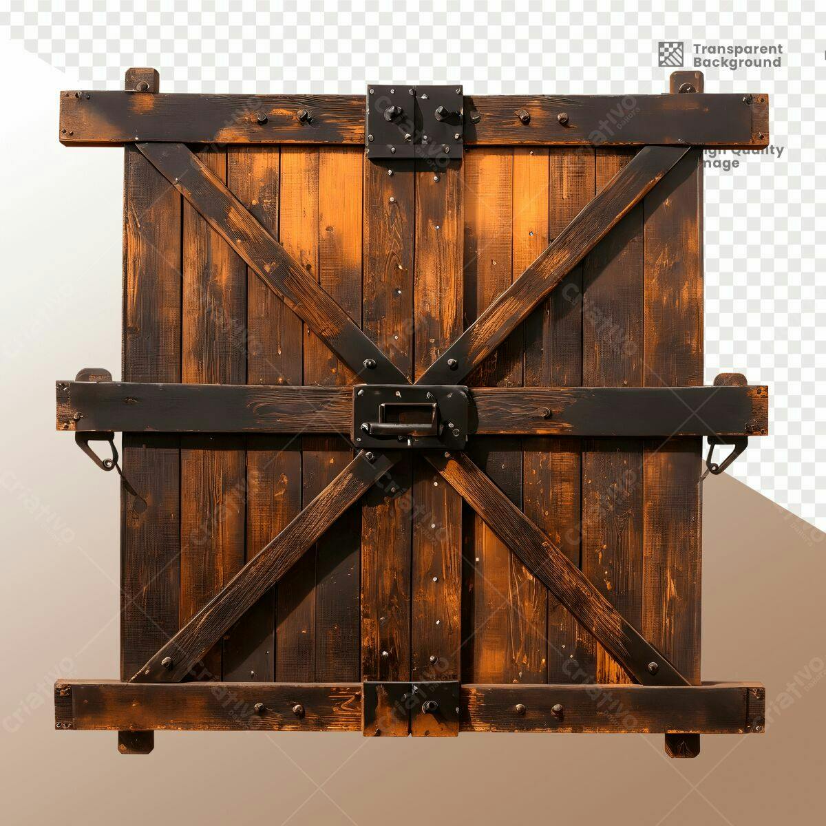 Recurso Gráfico Porta de Madeira Marrom Escuro PSD Editável