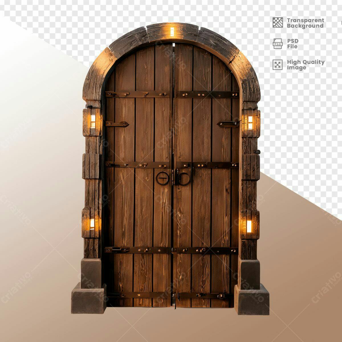 Portão de Madeira Medieval PSD Editável