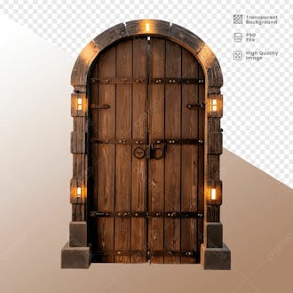 Porta de madeira com luz elemento 3d 17