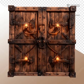 Porta de madeira com luz elemento 3d 18