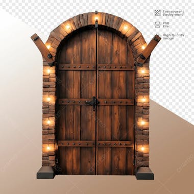 Porta de madeira com luz elemento 3d 19