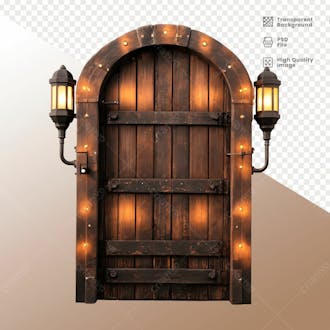 Porta de madeira com luz elemento 3d 21