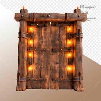 Porta de madeira com luz elemento 3d 25