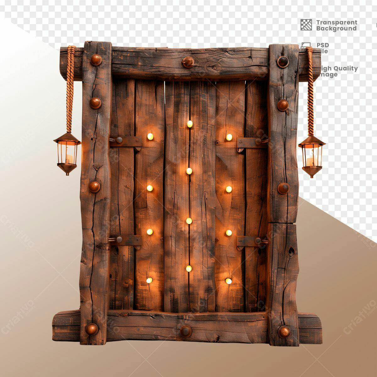 Moldura de Madeira com Luzes PSD Editável