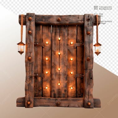 Porta de madeira com luz elemento 3d 26