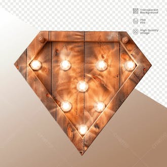 Losango de madeira com luz elemento 3d 01