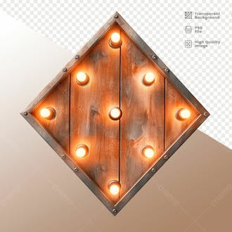 Losango de madeira com luz elemento 3d 04